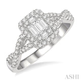 1/2 ctw Entwined Shank Baguette & Round Cut Fusion Diamond Ring in 14K White Gold