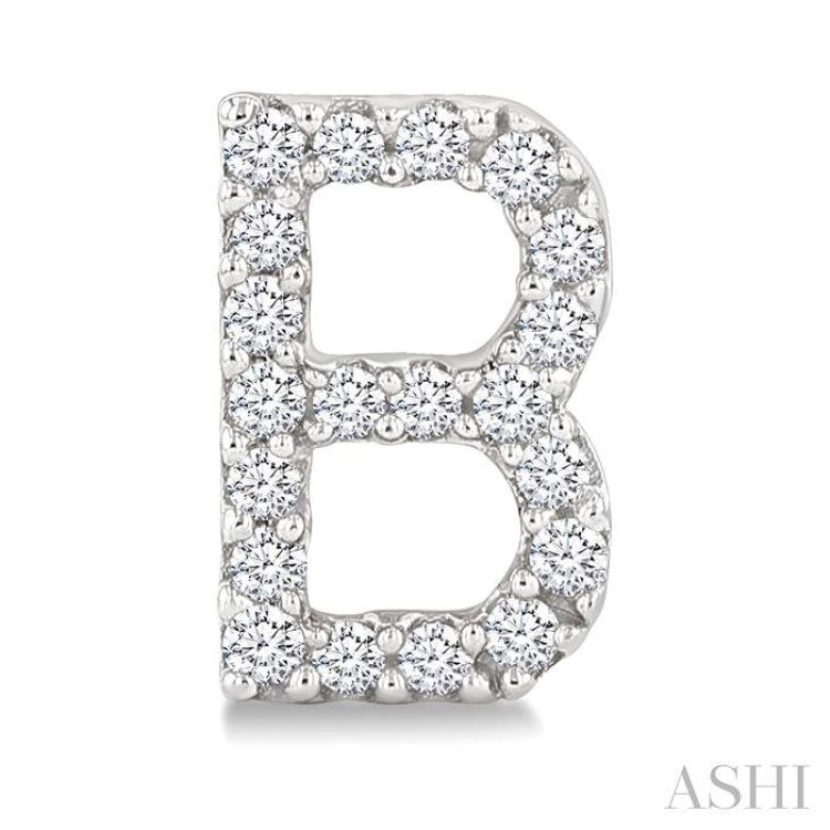 1/8 Ctw Initial 'B' Single Cut Diamond Earrings in 10K White Gold