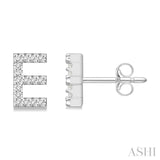 1/10 Ctw Initial 'E' Round Cut Diamond Earrings in 10K White Gold