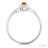 5x3 MM Octagonal Shape Citrine and 1/20 Ctw Single Cut Diamond Halo Semi-Precious Ring in 14K White Gold