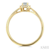 5x3 MM Octagonal Shape White Topaz and 1/20 Ctw Single Cut Diamond Halo Semi-Precious Ring in 14K Yellow Gold