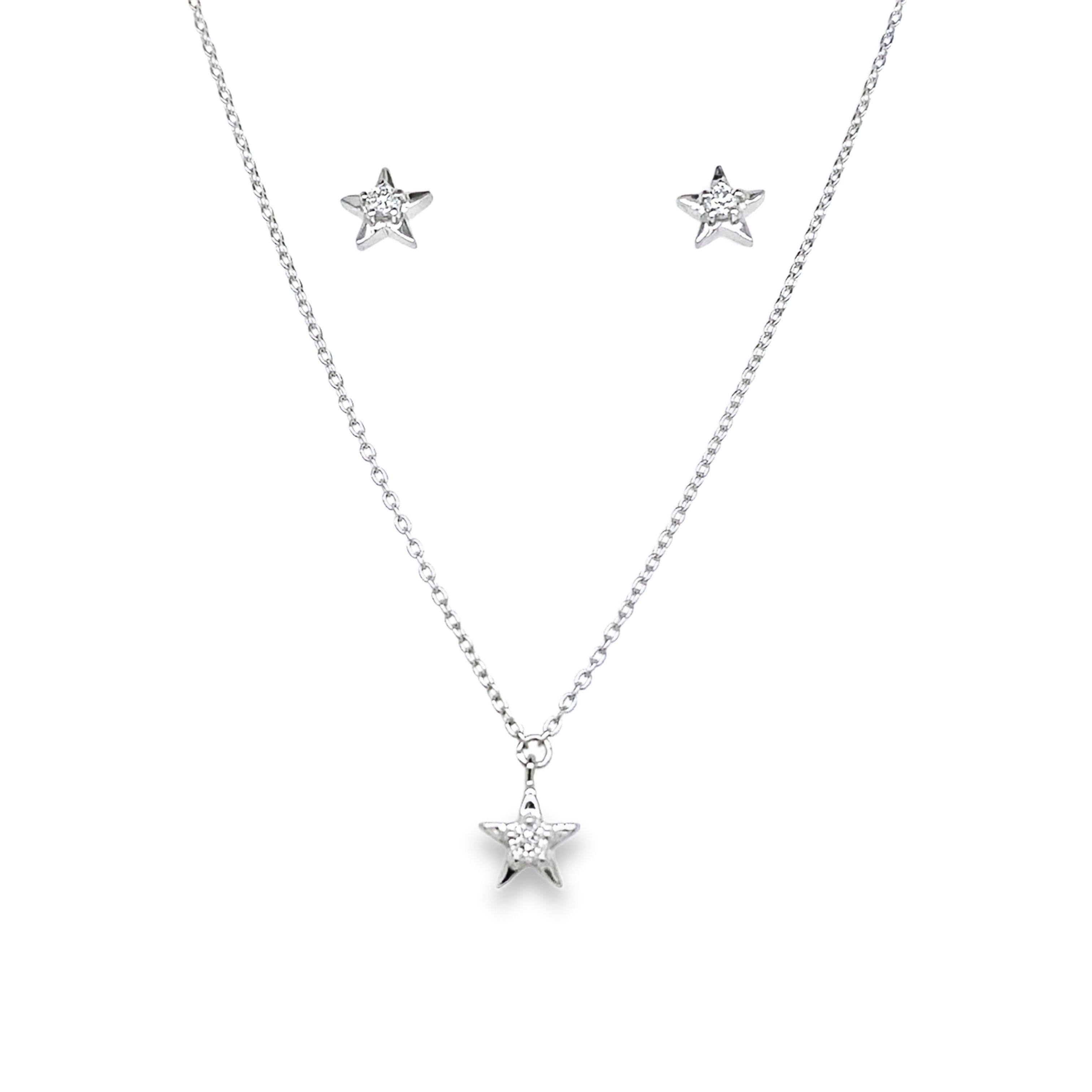 Sterling Silver .19CTW Lab Grown Star Diamond Pendant Set- DLB-10031