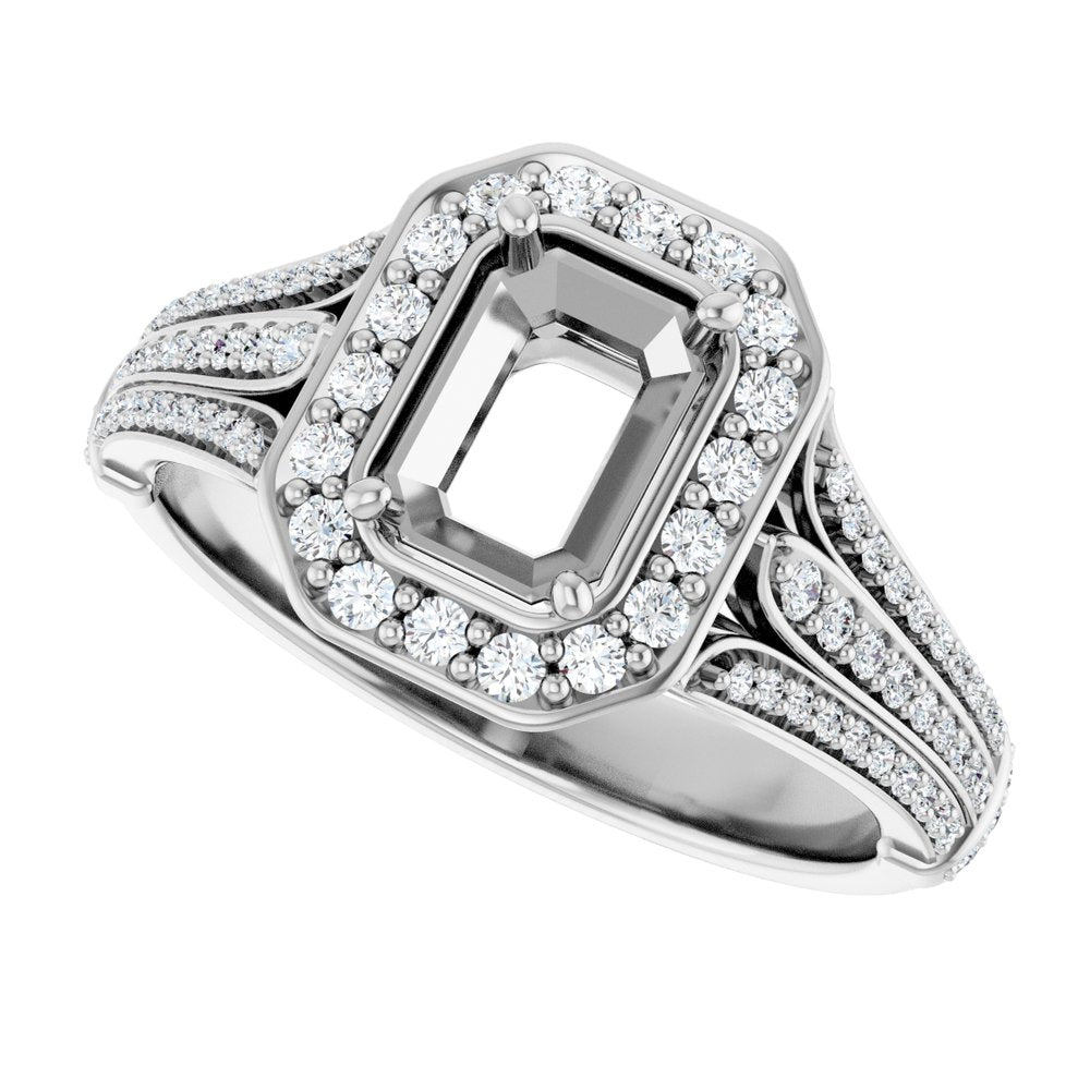 14k White Gold 1.44 CTW Radiant Cut Diamond Engagement Ring DSR-23556