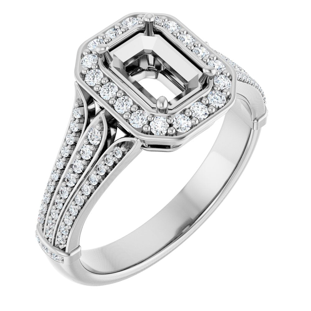 14k White Gold 1.44 CTW Radiant Cut Diamond Engagement Ring DSR-23556