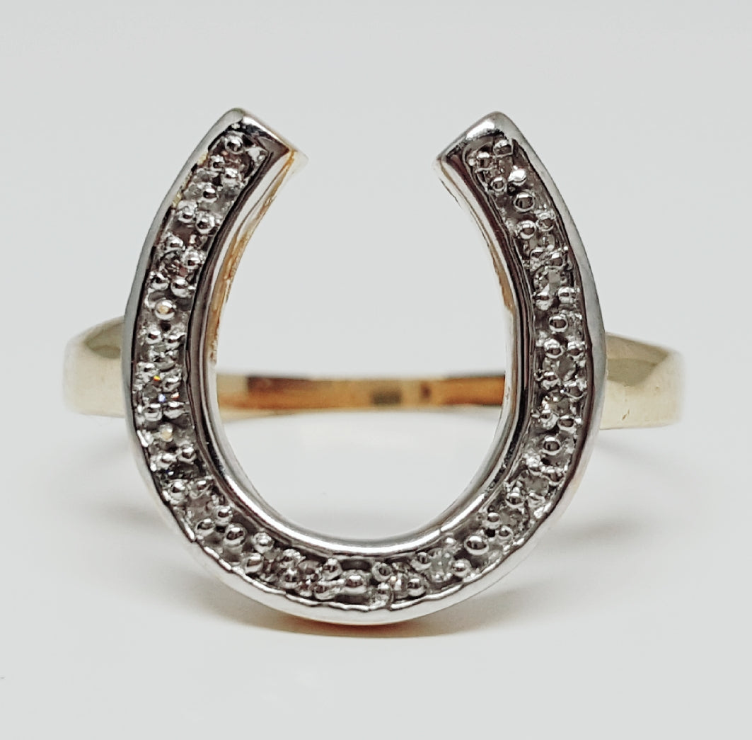 10k Rose Gold Diamond Horse Shoe Ring  DFR-26058