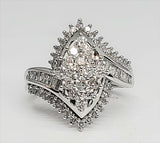 10KW 1CTW Diamond Marquise Shaped Cluster Ring  DFR-26020