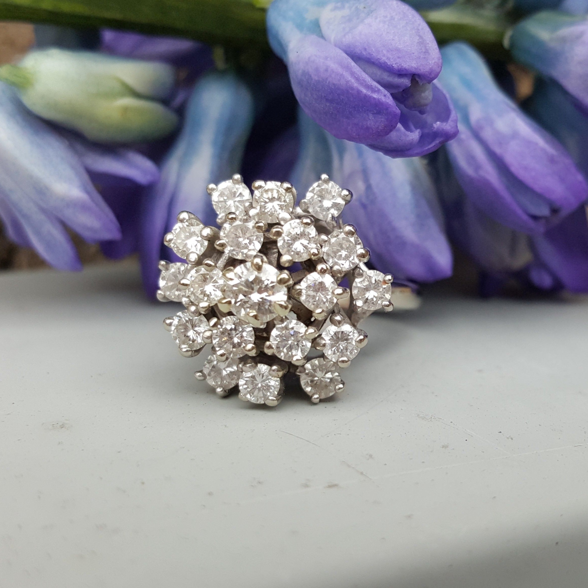 14k White Gold 2CTW Diamond Cluster Ring DEJ-24340