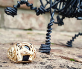 10K Black Hills Gold Black Onyx Horseshoe Ring GGR-19416