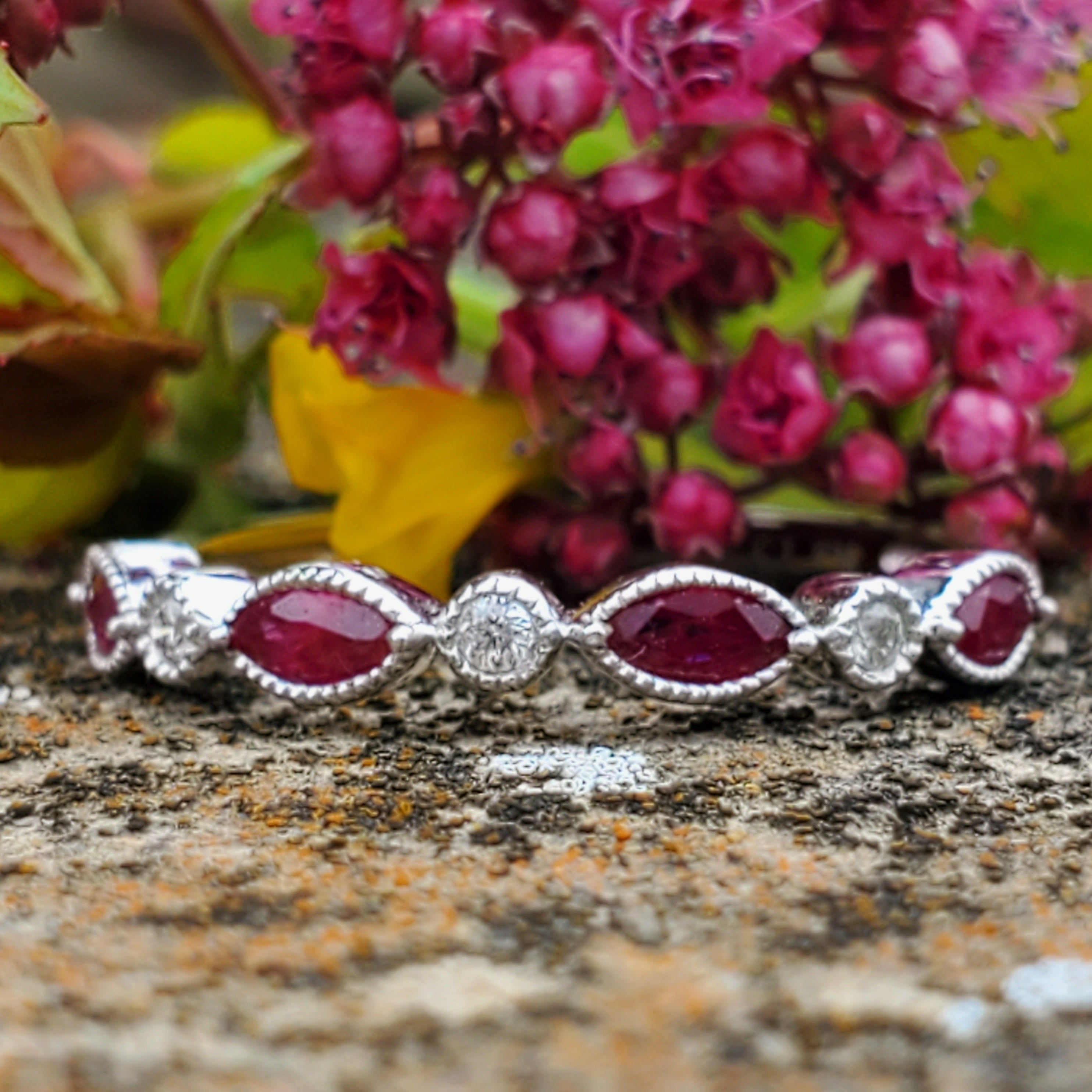 10k White Gold Ruby and Diamond Band DWB-24567