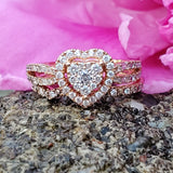 10k Rose Gold .50 CTW Heart Diamond Cluster Bridal Set DBS-22913