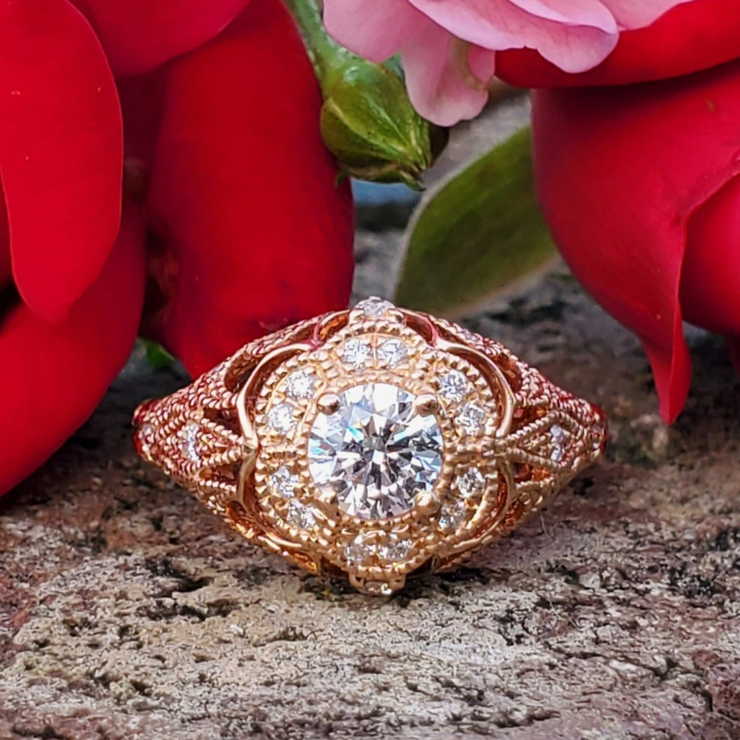 14k Rose Gold Round Lab Grown Diamond Ring DSR-23682