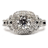 14K White Gold Double Halo Natural & Lab Grown Diamond Ring - DSR-23710