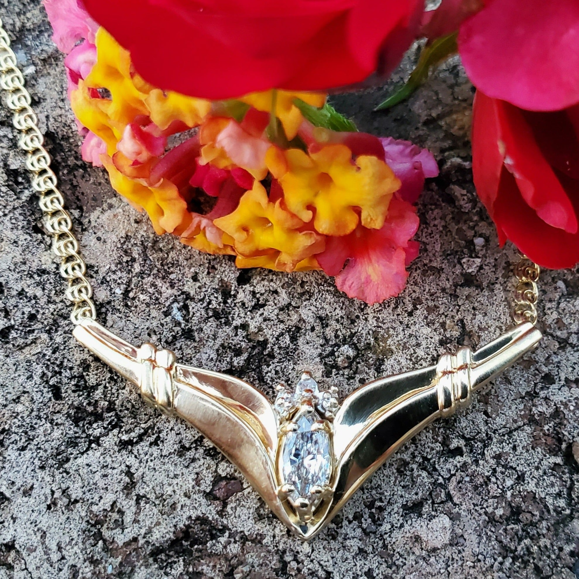 14 Karat Yellow Gold  Marquise Diamond Pendant DPD-26774