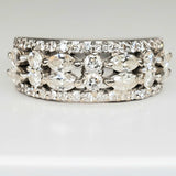 14k White Gold Marquise & Round Wide Diamond Band DEJ-24405