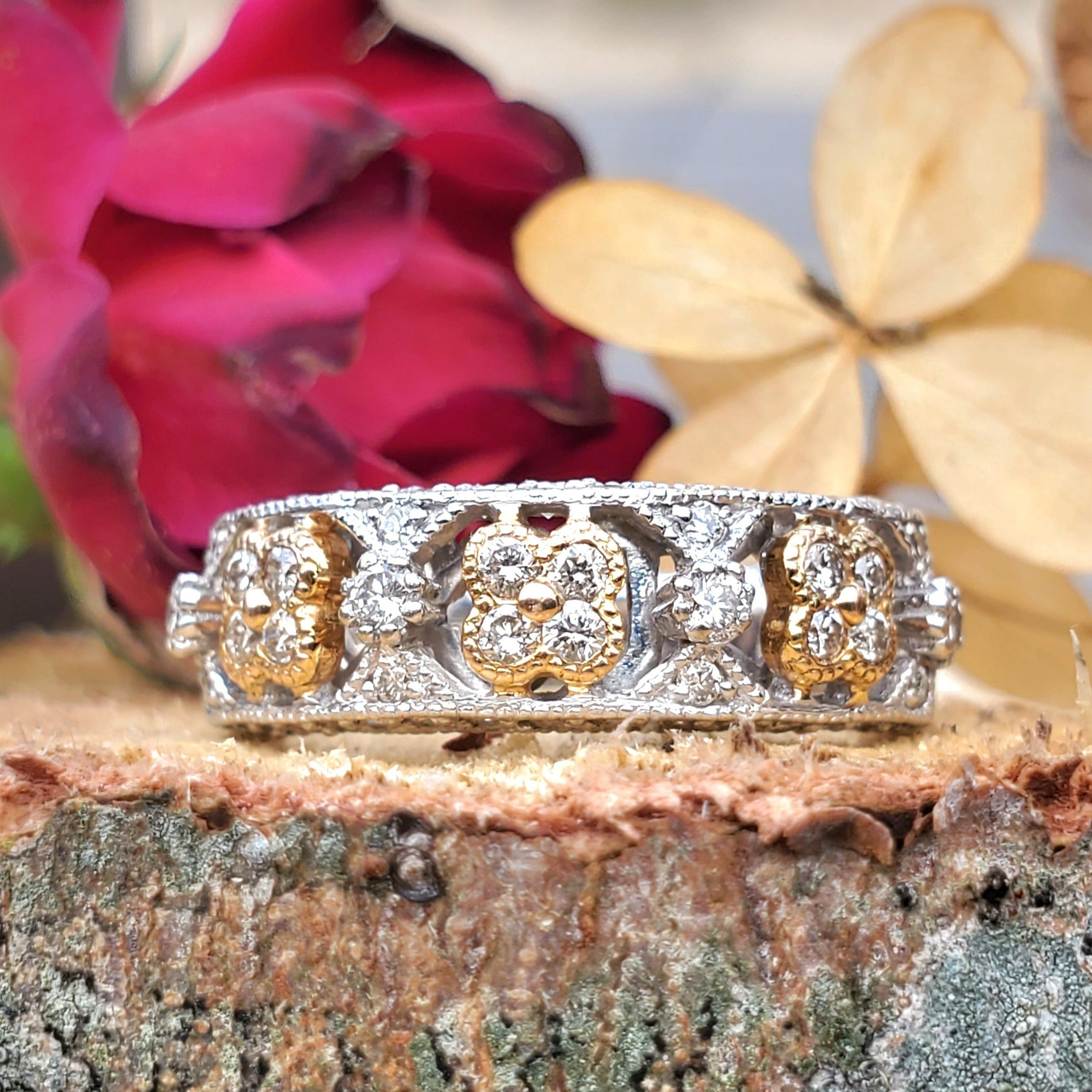 14k White & Yellow Gold Diamond Band - DEJ-24404