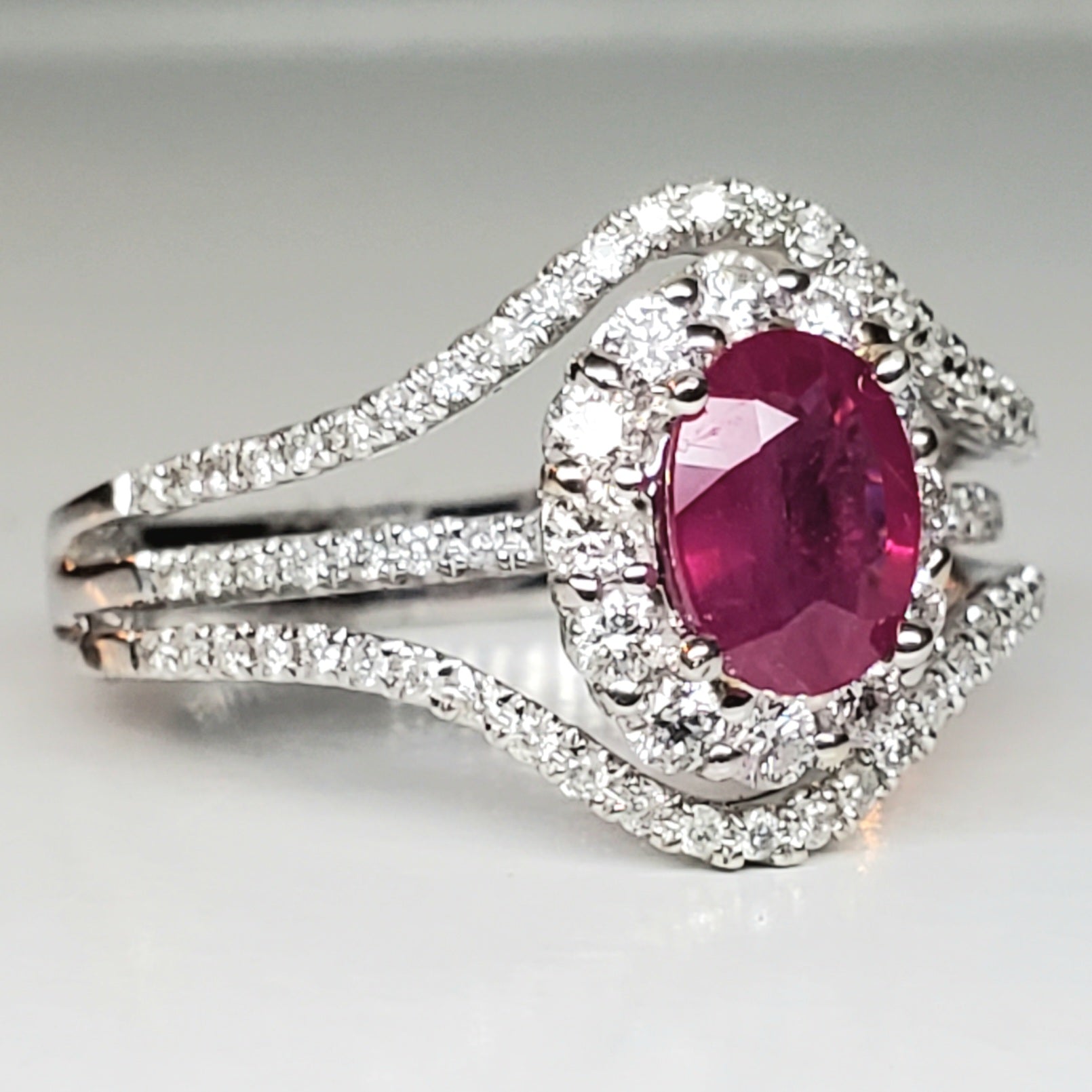 14 Karat White Gold Ruby &  Diamond Ring DCR-24707