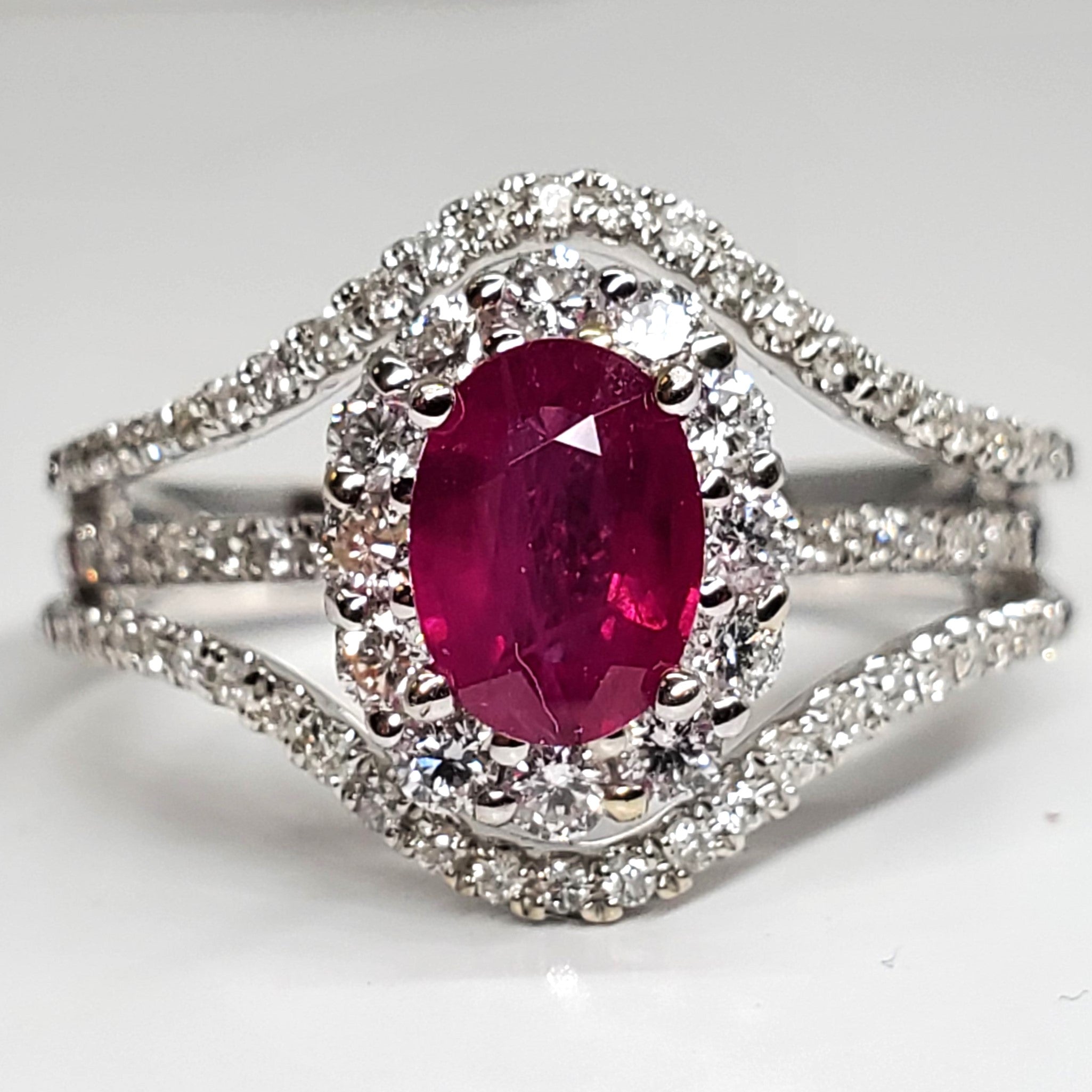 14 Karat White Gold Ruby &  Diamond Ring DCR-24707