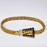 14k Yellow Gold Saphire  & Diamond Buckle Rope  Bracelet  DEJ-24453