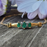 14k Yellow Gold Emerald & Diamond Bracelet DEJ-24446