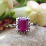 10k White Gold Ruby and Diamond Ring   DCR-24621