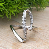 14K White Gold Long Swirl Diamond Ring DEJ-24426