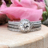 14k White Gold Round Brilliant Cut Diamond Ring & Band - DSR-23202