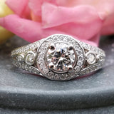 14k White Gold Round Brilliant Cut Diamond Ring - DSR-23385