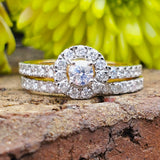 10k Yellow Gold 1 CTW Round Halo Diamond Engagement Ring Set - DBS-22899