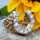 10K Yellow Gold 1 CTW Diamond Nugget Horse Shoe Ring   DGR-23290