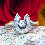 14k White Gold Baguette Diamond Horse Shoe Ring DFR-26032