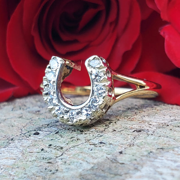 14k Yellow Gold Diamond Horse Shoe Ring DEJ-24417 – Heritage Jewelers