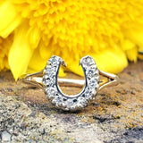 14k Yellow Gold Diamond Horse Shoe Ring  DEJ-24417