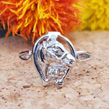 10k White Gold Horse Head Diamond Ring   DFR-25863