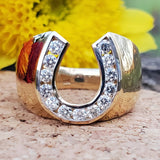 14k Yellow Gold 1 CTW Diamond Horse Shoe Ring  DGR-23283