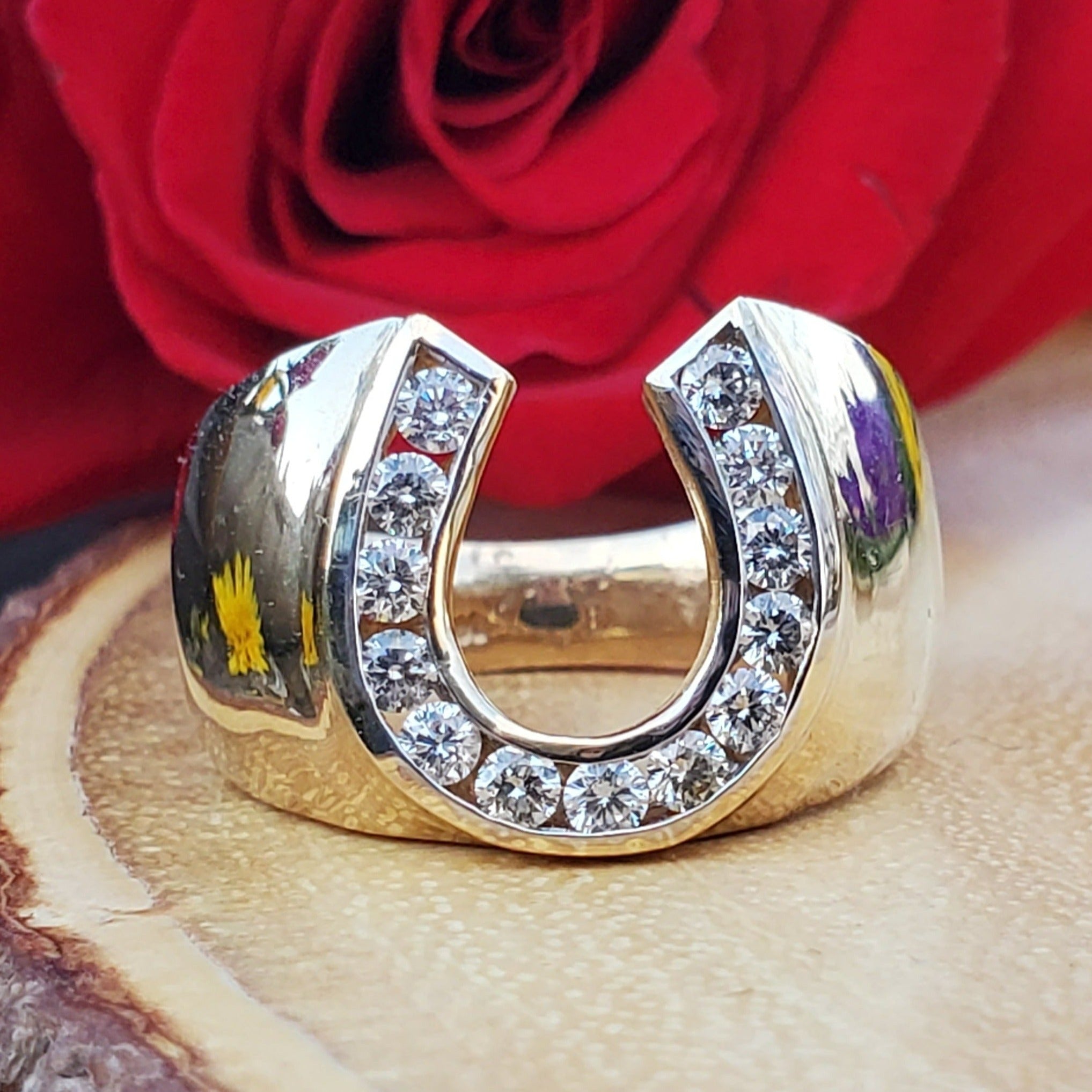 14k Yellow Gold 1 CTW Diamond Horse Shoe Ring  DGR-23283