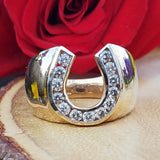 14k Yellow Gold 1 CTW Diamond Horse Shoe Ring  DGR-23283