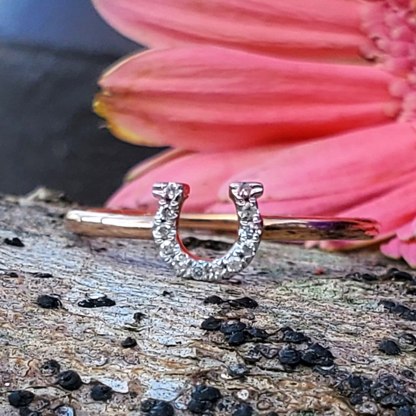 10k Rose Gold Diamond Horse Shoe Ring   DFR-26023