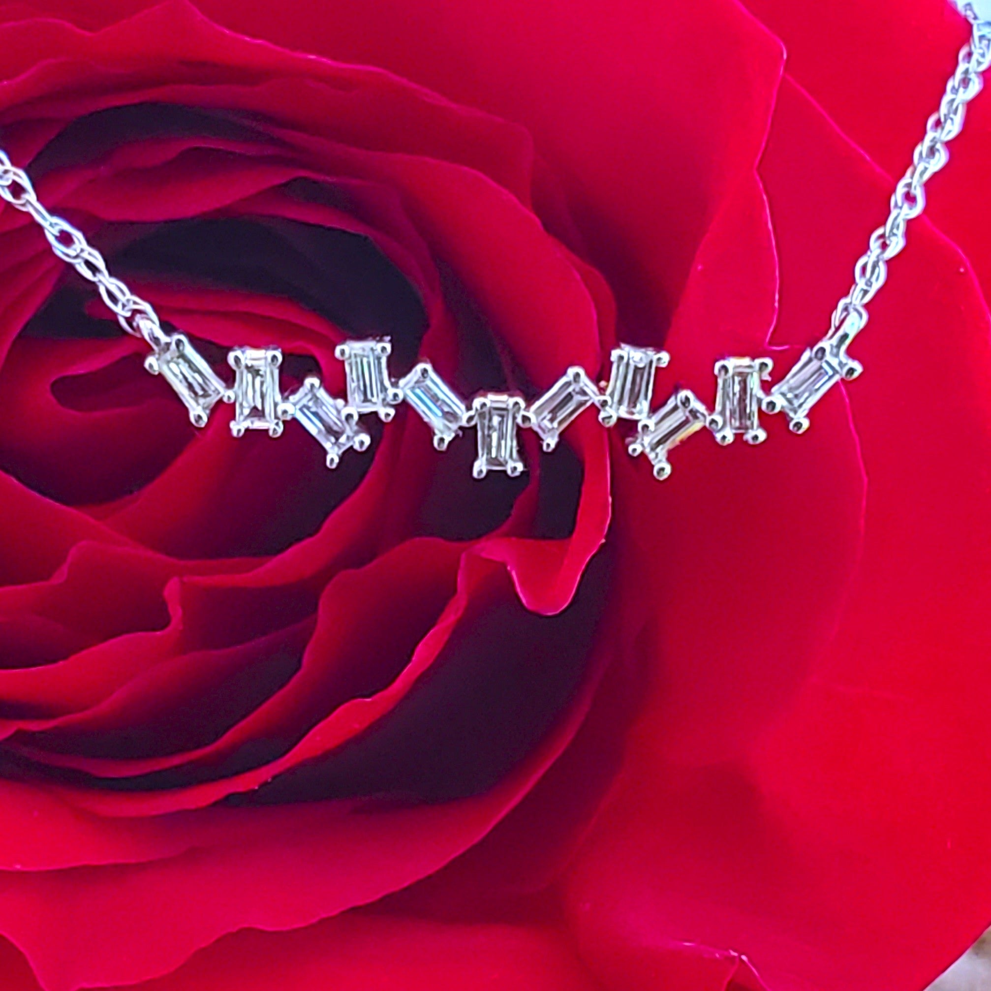 10k White gold Diamond Baguette Bar Pendant -  DPD-26596