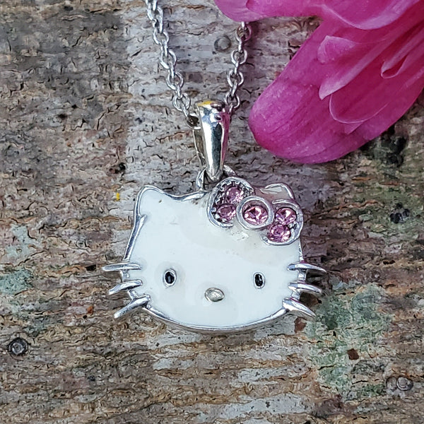 Factory Hello Kitty 925 28” Adjustable Open Link Chain w/Enameled Pendant