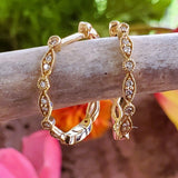 14k Yellow Gold Diamond Filigree Hoop Earrings - DER-25800
