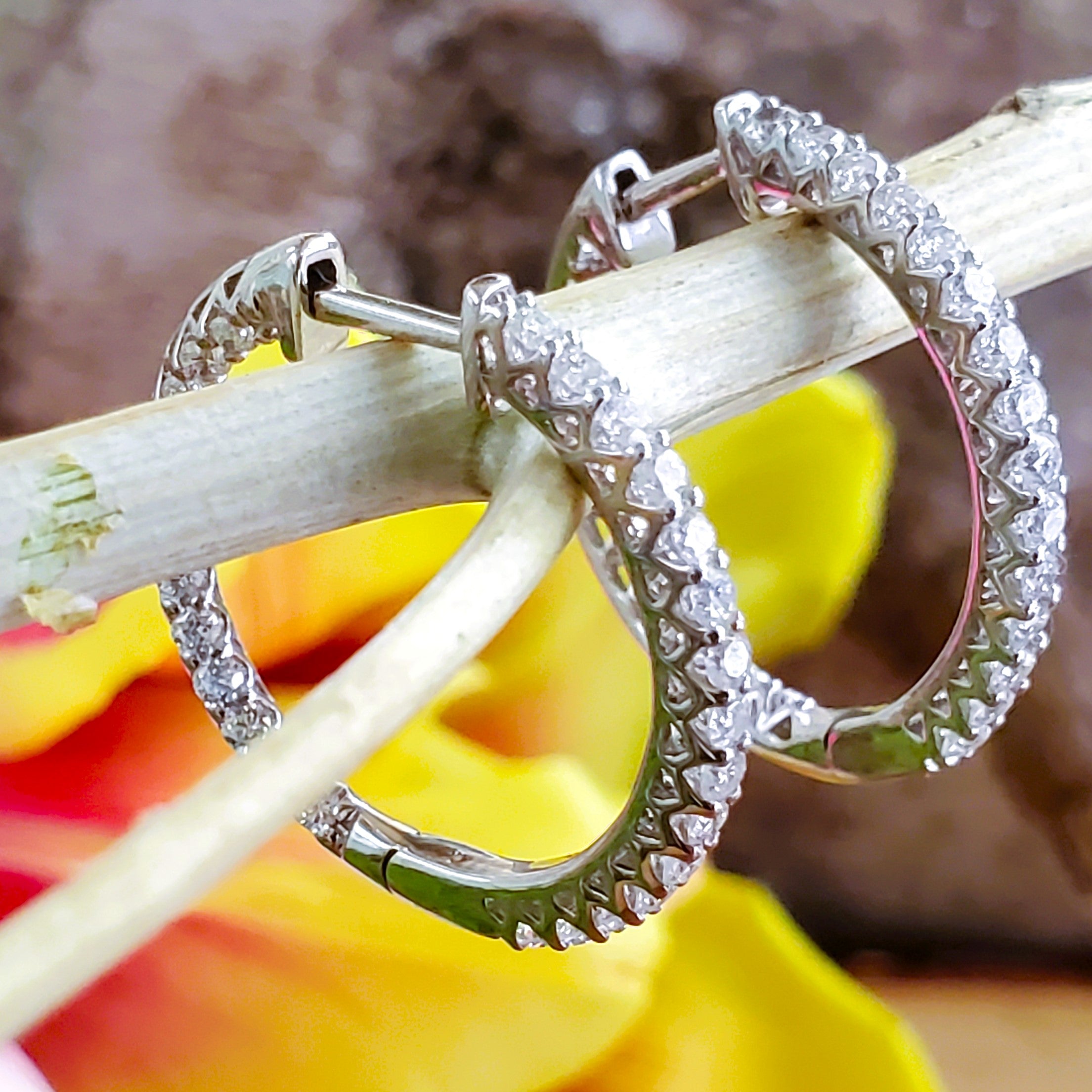 14KW 1CTW Diamond In/Out Round Hoop Earrings    DER-25898