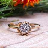 10K Yellow Gold Small Flower Diamond Cluster Ring  DEJ-24421