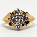 10K Yellow Gold Square Diamond Cluster Ring  DEJ-24422
