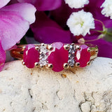 14K Yellow Gold 3 Ruby & Diamond Ring DEJ-24478