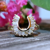 14k Yellow Gold Baguette Diamond Horse Shoe Ring DEJ-24486