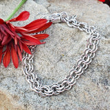 Sterling Silver Elco Double Link Charm Bracelet DEJ-24491