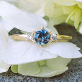 14K Yellow Gold Diamond & Montana Sapphire Ring DCR-24742