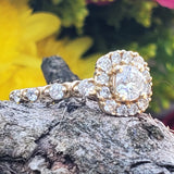 14k Yellow Gold Diamond Halo Engagement Ring - DSR-23788