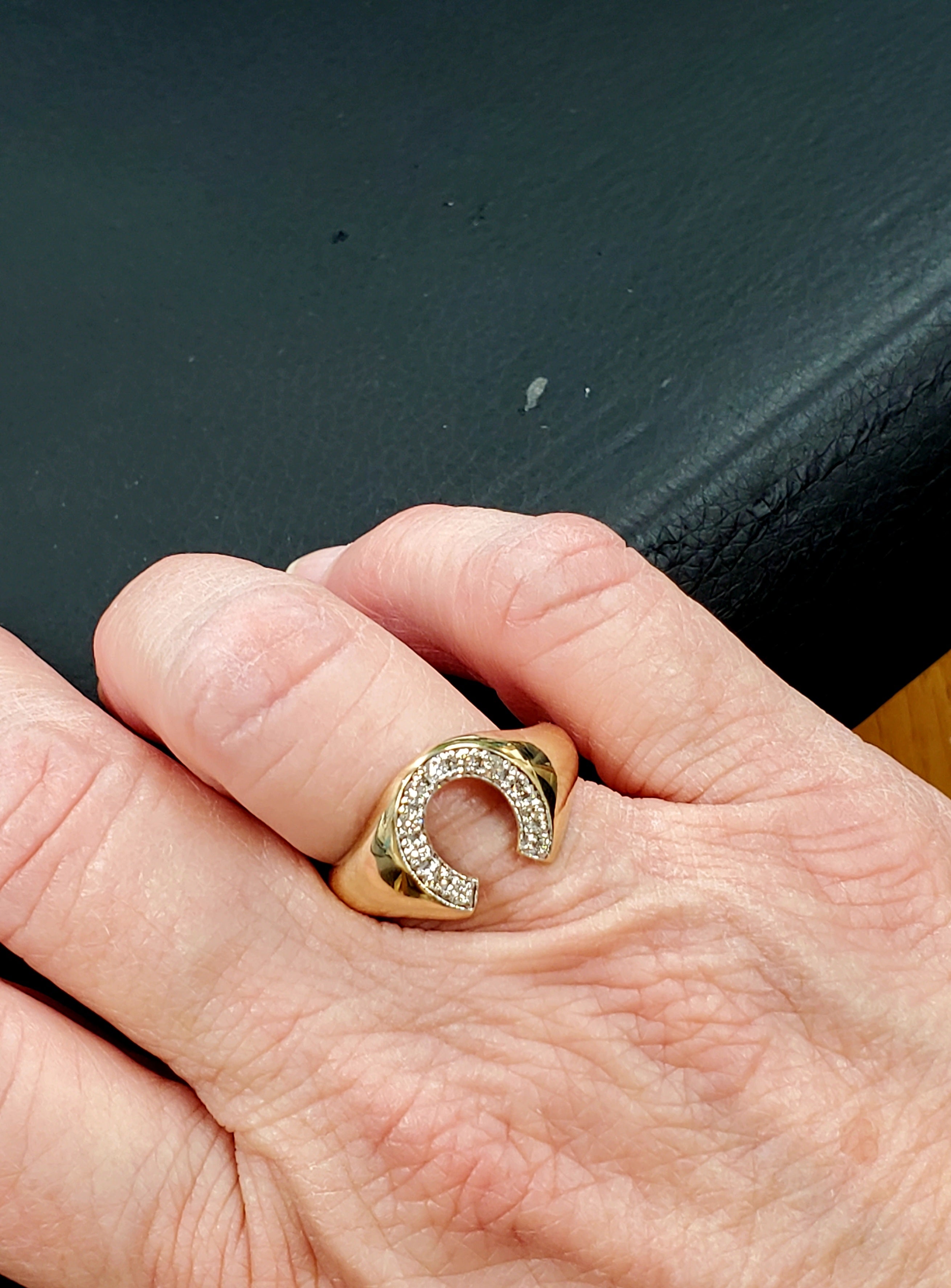 10k Yellow Gold .33CTW Diamond Gents Horseshoe Ring DGR-23295