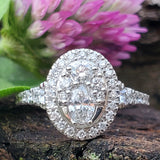 14K White Gold Oval Halo Diamond Cluster Ring  DFR-26019